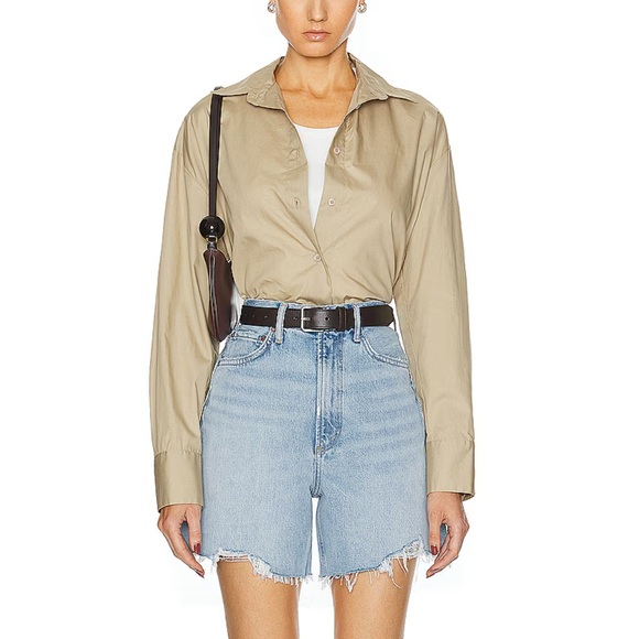 Enza Costa Tops - Enza Costa poplin long sleeve button up shirt in tan